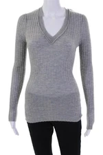 Michael Stars Womens Long Sleeves Pullover Cashmere Sweater Gray Size One Size