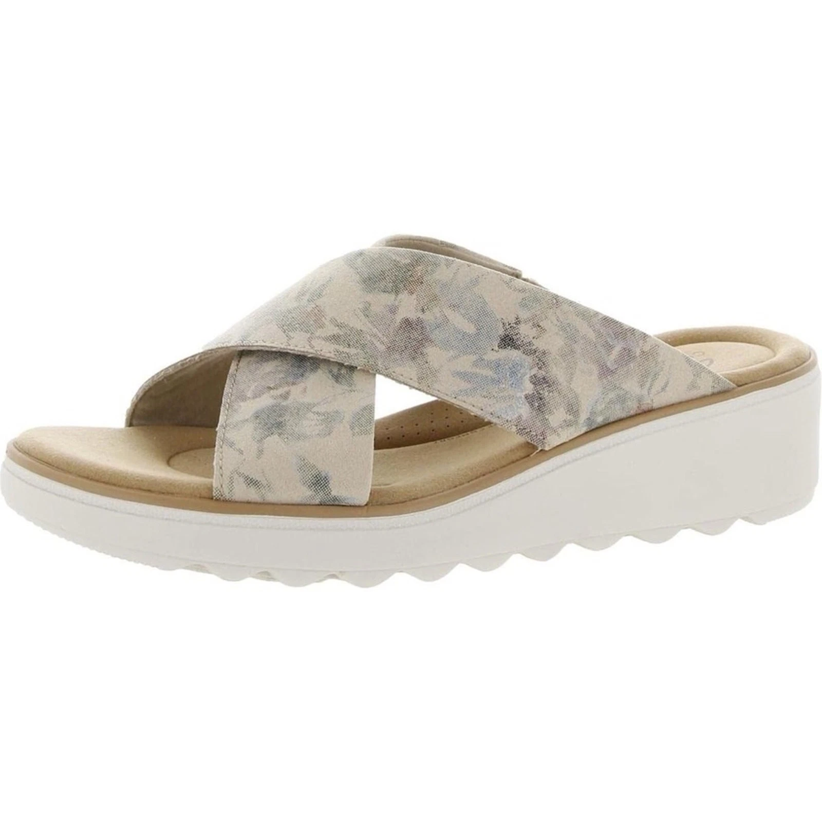 Sandali donna Clarks Jillian gemma zeppa slide in sabbia floreale taglia 10