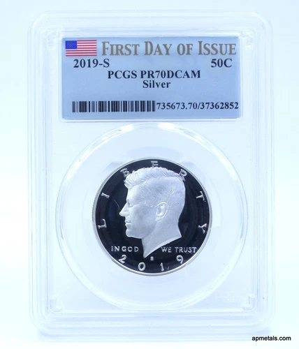 Silver 2019-S PCGS PR70 DCAM DEEP CAMEO PROOF FDOI Kennedy Half Dollar 50C JFK