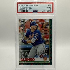 Pete Alonso - 2019 Topps Holiday #71 Lights on Bat RC Rookie New York Mets PSA 9
