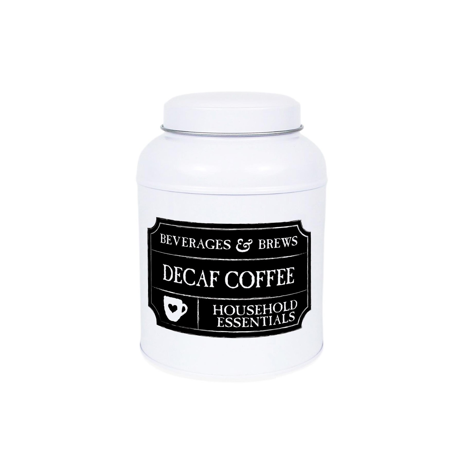 Decaf Coffee Canister - Black Chalkboard-Style Small Domed Kitchen Storage Tin