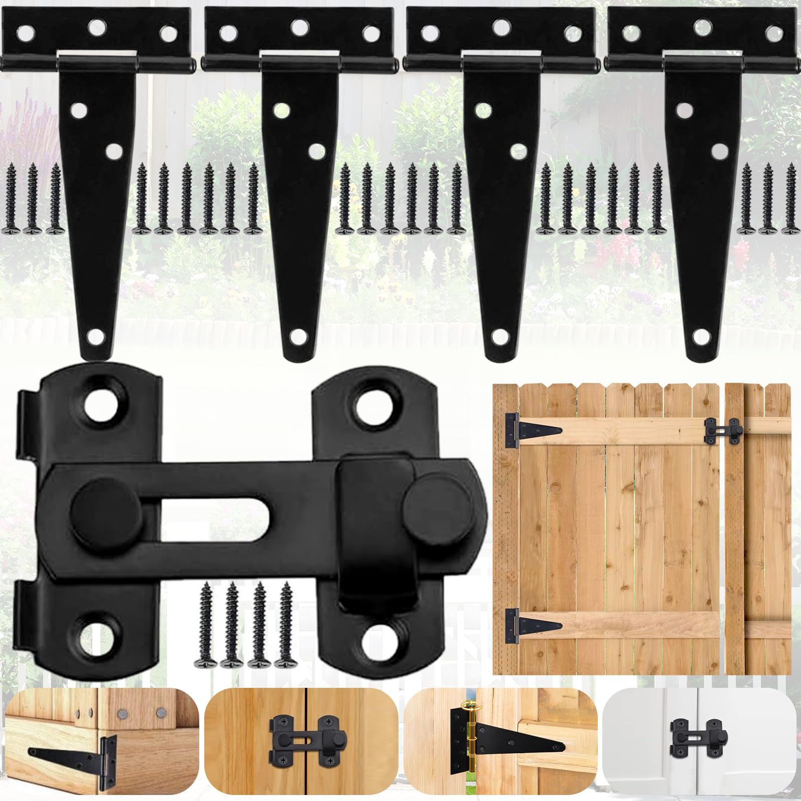 SoundZero 4 Pezzi Cerniere a T, Cerniere a T per Cancello, Cerniere a T (I6A)