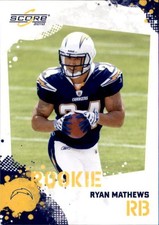 Ryan Mathews 2010 Score Rookie Card #386. rookie card picture