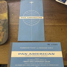 VINTAGE PAN AM AIRLINE TICKET LOT INCLUDES BAGAGE CLAIM TAGS 1958 HAWAII EX COND