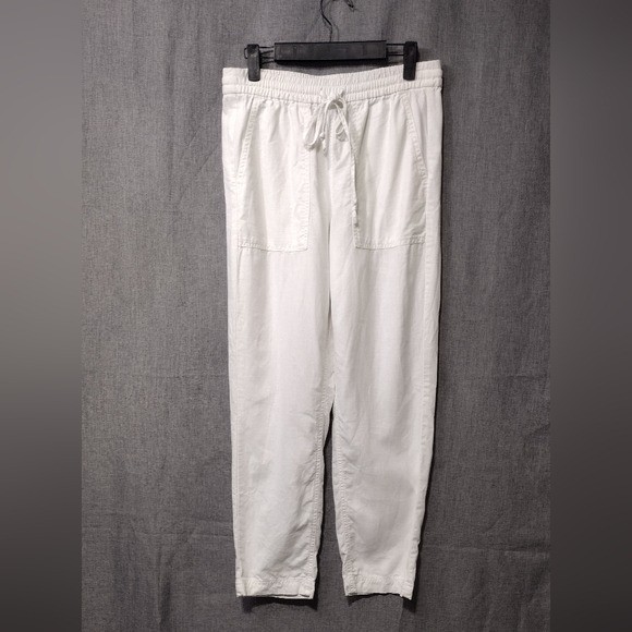 J. Crew Linen Blend Drawstring Jogger Pants Women's XS White Retro Minimalist