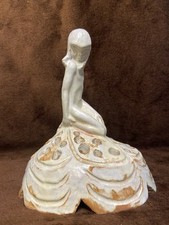 Art Deco Flower Frog Nude Nymph Vintage Heavy Glaze Terracotta RARE