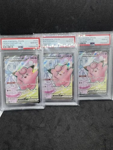 (3) 2025 POKEMON JOURNEY TOGETHER ULTRA RARE #173 LILLIE'S CLEFAIRY EX PSA 10