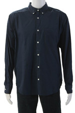 Everlane Mens Dark Blue Cotton Button-Down Dress Shirt Long Sleeve Size M