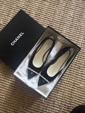 Chanel Black Suede Crystal Chain Pointed Toe Pumps
