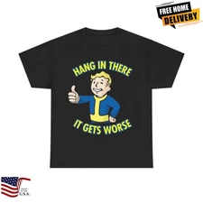 Fallout Graphic T Shirt Hang In There Funny Vintage Game Unisex Heavy Cotton Tee