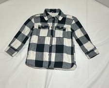 Gap Kids XS Green White Plaid Gender Neurtal Sherpa Lined Shirt Jacket