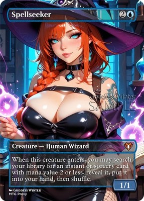 MTG - Spellseeker - Fanart Borderless Style - EDH / Playtest