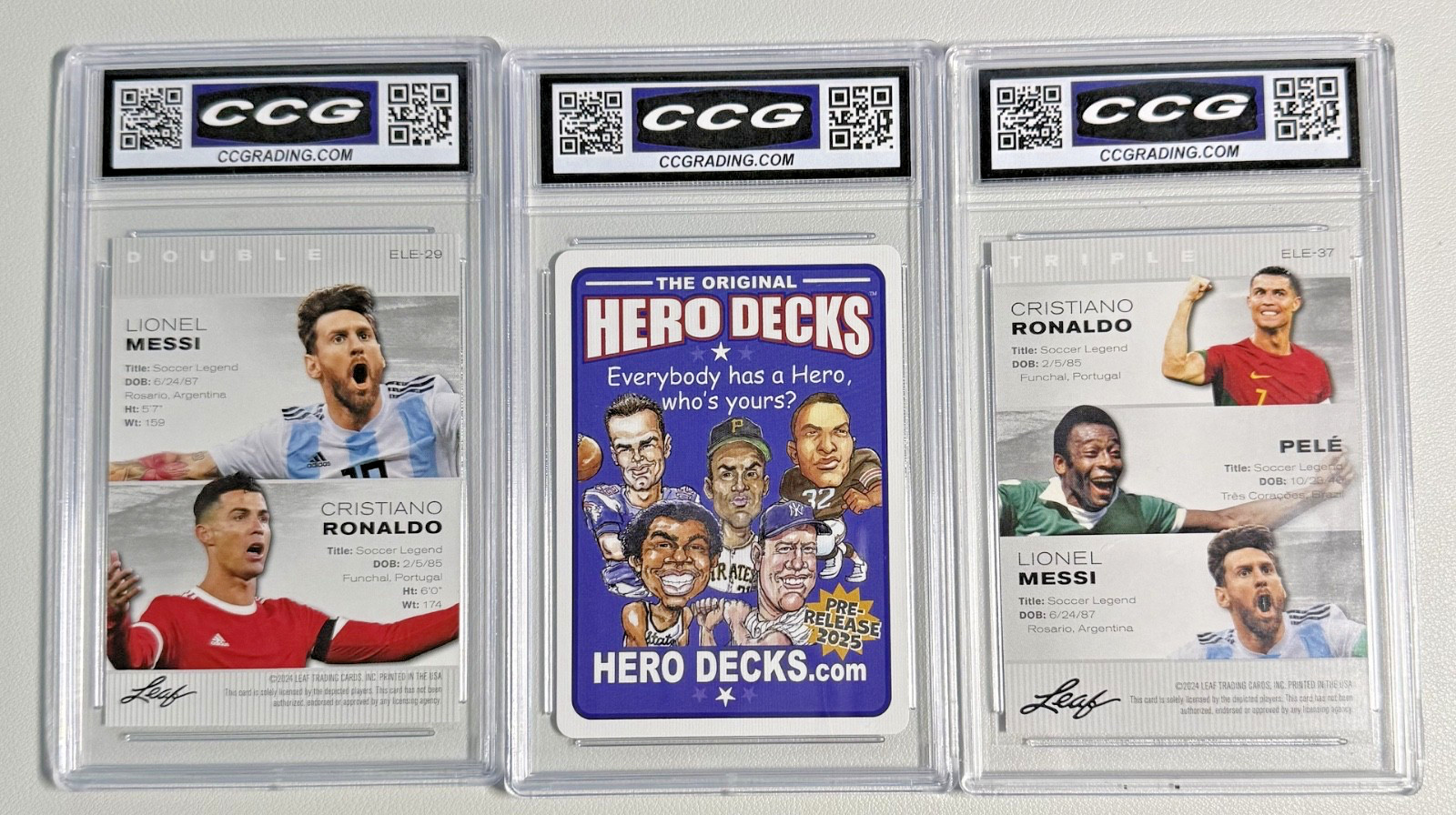 Messi, Ronaldo, Pele - World Cup Legends - Graded GEM MINT 10 -🇦🇷🇧🇷🇵🇹 view 2