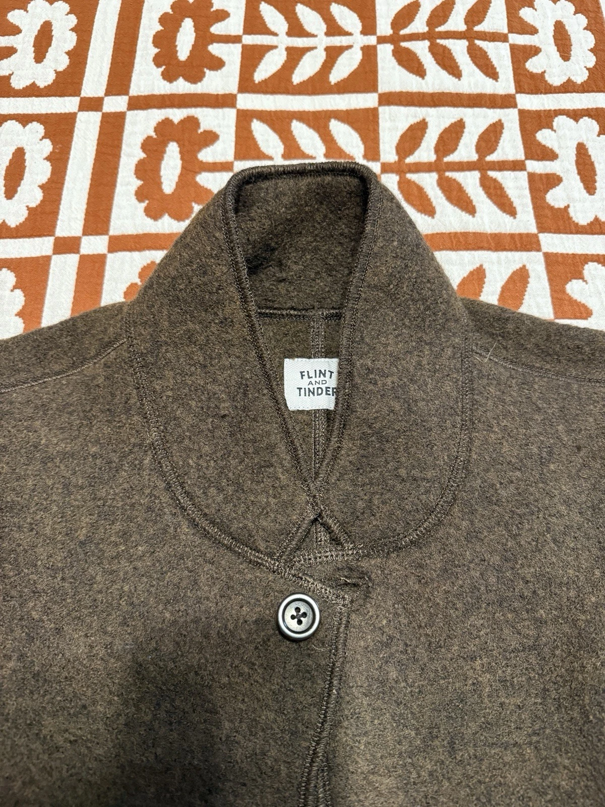 Flint and Tinder men's Boiled Wool Chore Blazer Jacket, Color Brown, Size Large - product detail image 3