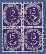 Bundesrepublik 15 Pfg. Posthorn, Mi.-Nr. 129  4er Block gestempelt