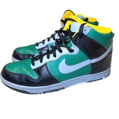 Nike Dunk High Top Leather Pine Green Black Yellow Mens Size 11