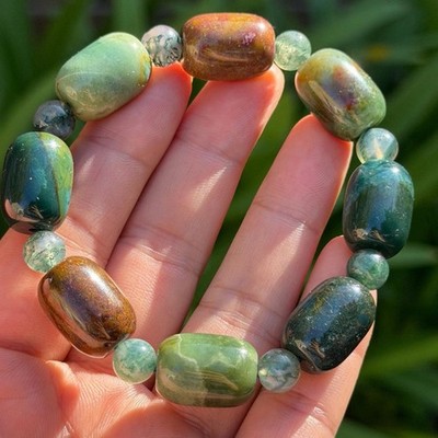 13mm stretchable barrel shape ocean jasper bracelet 0377