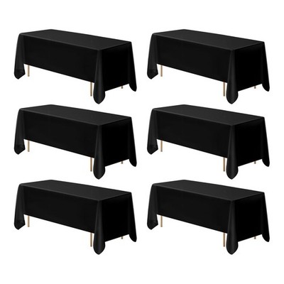 Uimoso 70x120 Inch Black Rectangular Tablecloth for Events, Parties, 6 Pack