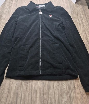 Y2k Fila Ribbed Jacket Black Small Zip Up W/ Pockets Women's 