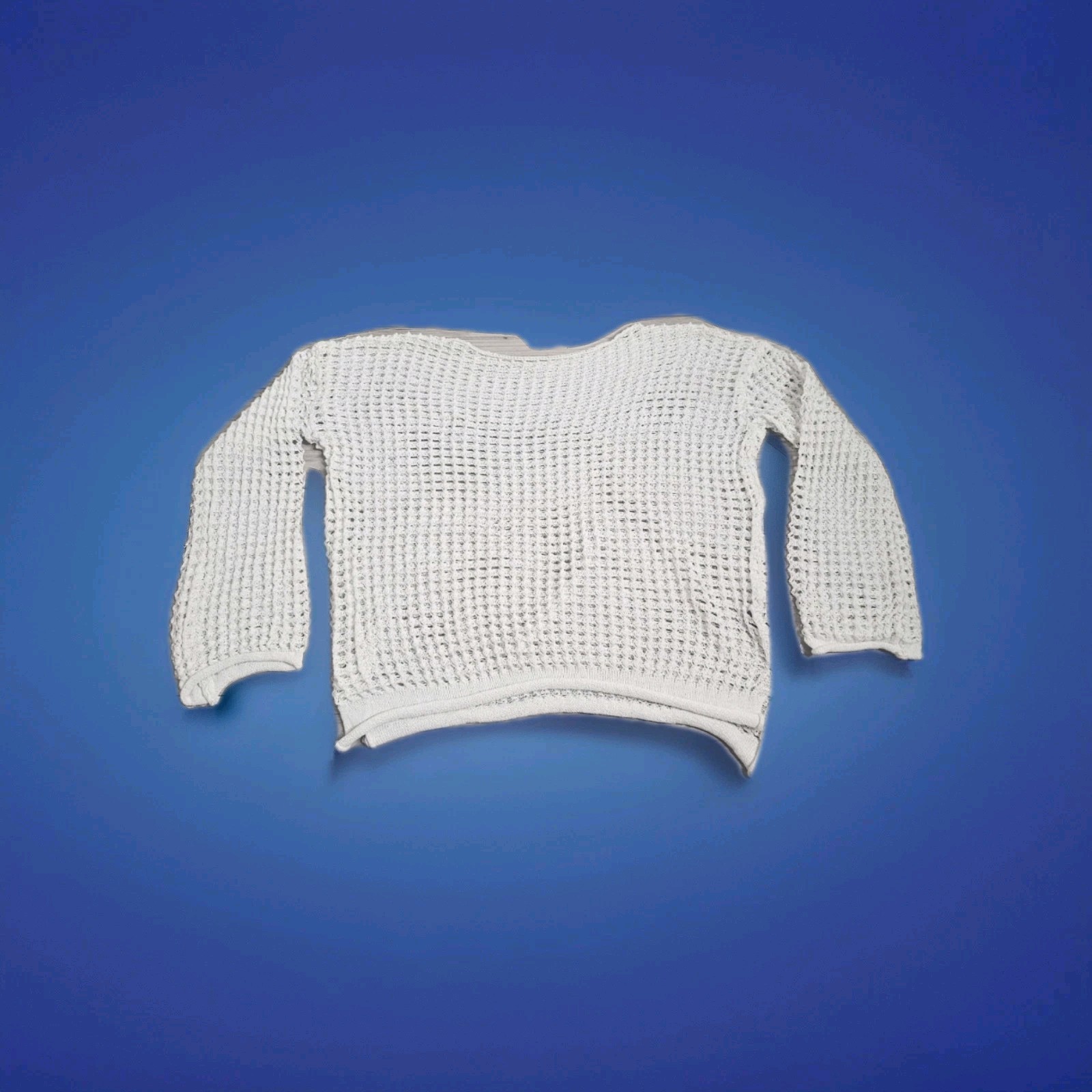 SHEIN Crochet Asymmetrical White Beachy Sweater Cover-up Top Womens Size Small