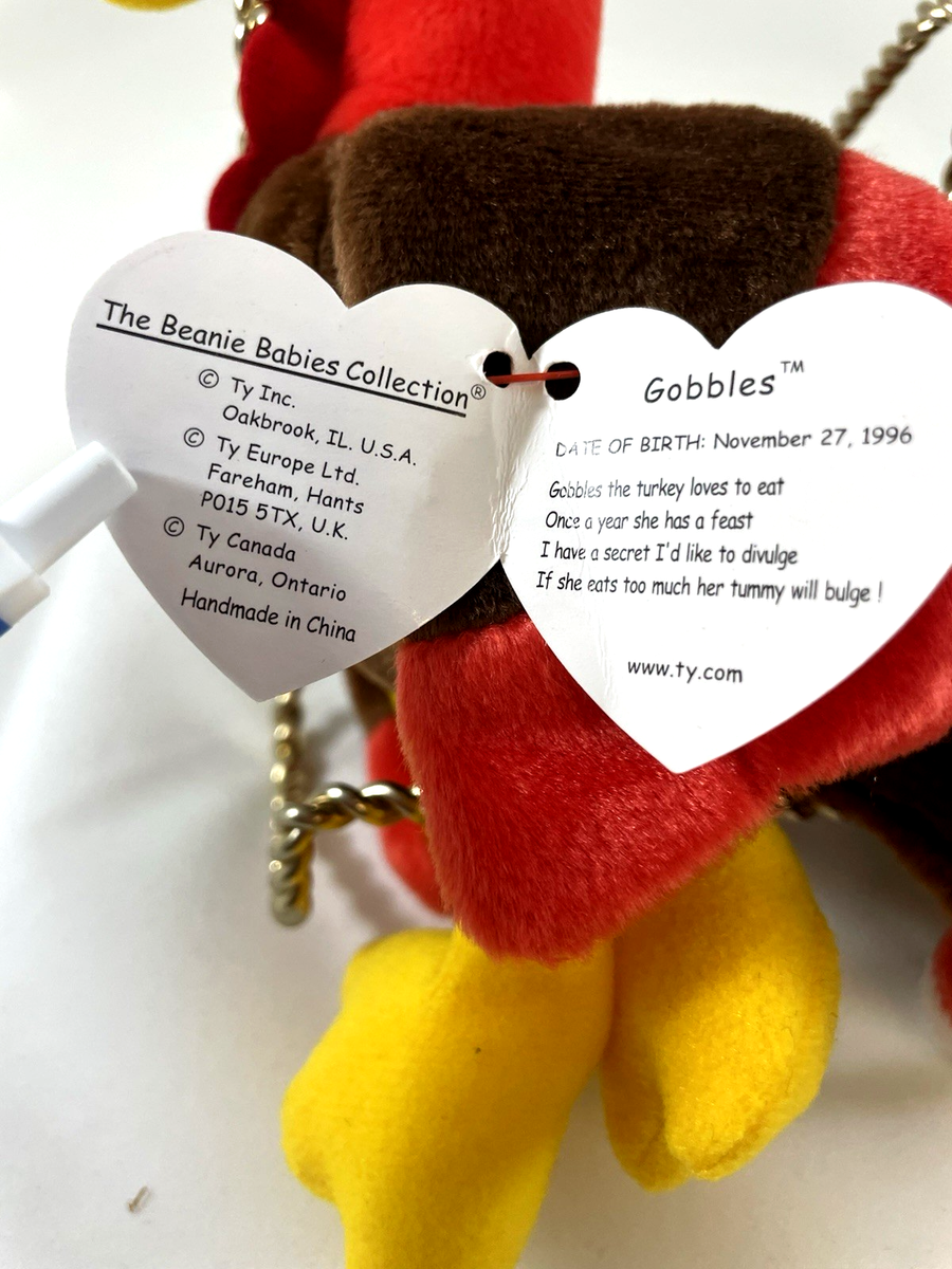 Ty Beanie Baby Gobbles DOB: November 27, 1996 PE Pellets