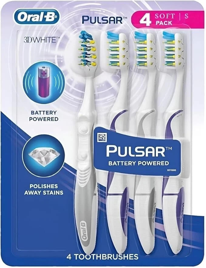 Oral B Battery Powered Toothbrush 3D White Luxe Pulsar Soft 