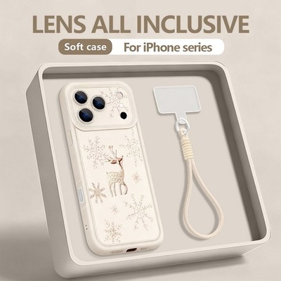 Hülle für iPhone 17 16 15 14 13 Pro Max 12 11 Handykette Hirsch Silikon Schutz