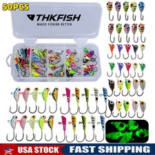 50PC Glow Ice Fishing Jigs Winter ice Fishing Lures Ice Fishing Gear for Ice Jig