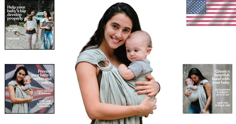 Eco-Friendly Baby Wrap - Comfort & Style in Sage - Image 2 of 4