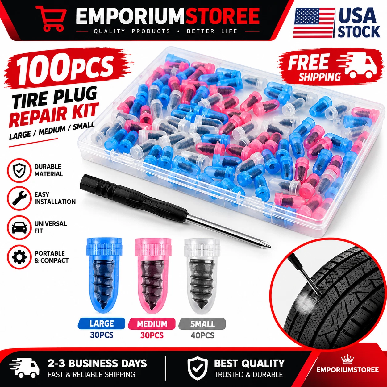 100PCS Tire Plug Kit