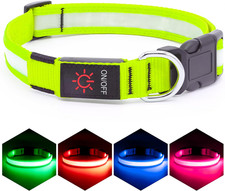 LED Dog Collar,Light up Dog Collar Adjustable USB Rechargeable Safety Light Coll