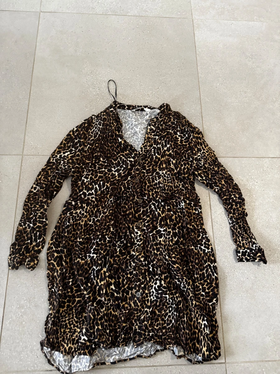 Robe Longue Zara Effet Caftan - Couleur Marron/roux Camel, Taille M, Col V Et Lien Perles - Occasion En Parfait état