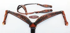 Horse Saddle Tack Rodeo Bridle Western Leather Headstall Breast Collar 78112A