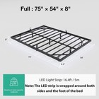 Floating Bed Frame with LED Lights Modern Platform Full Size Bed Frame