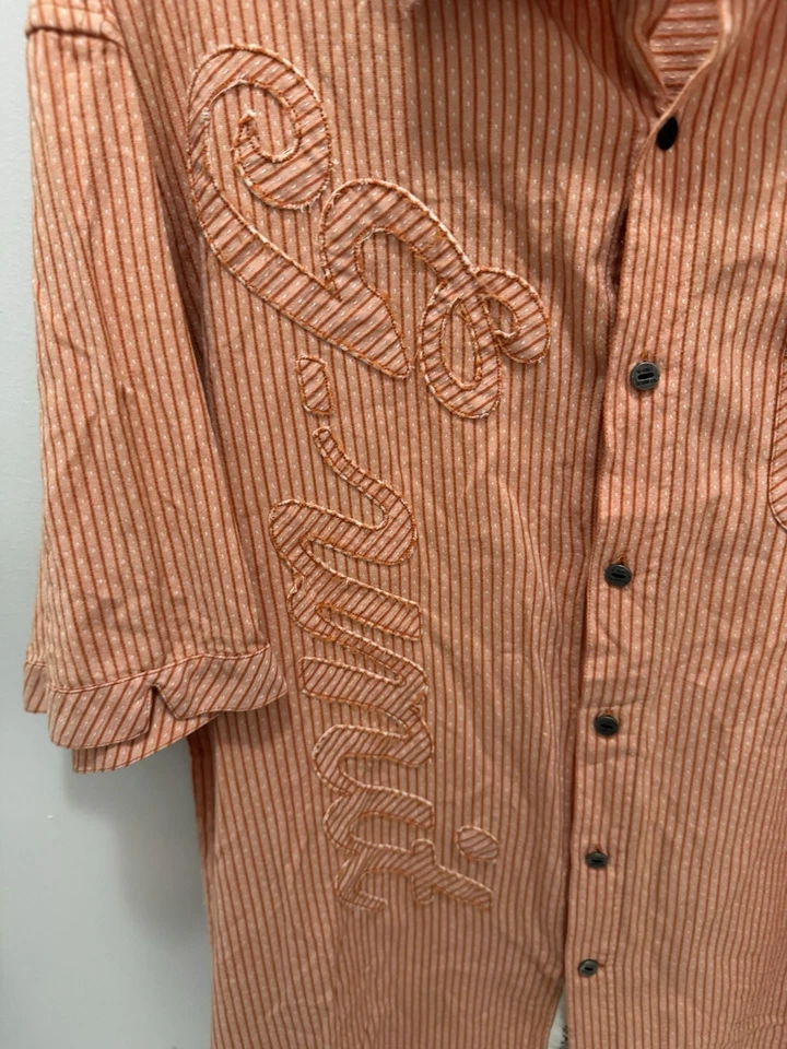 G Unit Tools Of The Trade Embroidered Button Down Orange Shirt Size XL - Image 3 of 4