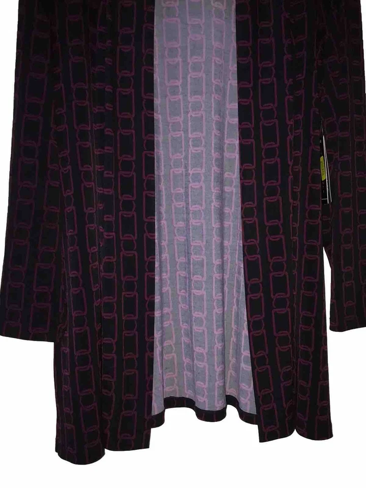 Investments Soft Separates Womens XL Open Front Cardigan Topper Black Purple - Image 4 of 4