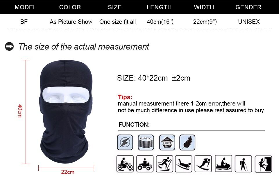 Motor Bike Ultra thin Balaclava Ski Moto Bike Face Mask Outdoor Sports Swat