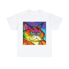 Adult Cat T Shirt Grumpy Cat Art Tee Cool Retro Pet Lover Gift Humor Cartoon