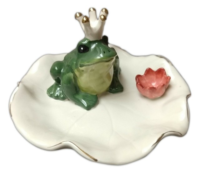 FROG PRINCE Ring Holder Jewelry Trinket Dish, from Blue Sky Ceramics eBay