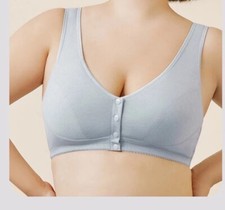 95 Cotton Front Snap Closure Wirefree Full Coverage Wide Strap Bra Sz 36/38/ 40