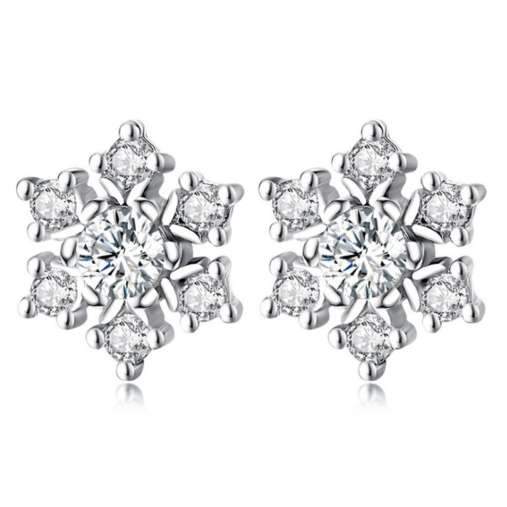 925 Sterling Silver Snowflake Stud Earrings Pendant Necklace Womens