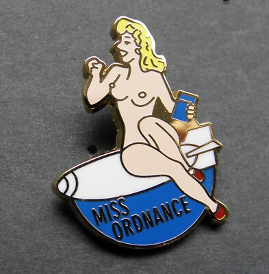 MISS ORDNANCE CLASSIC NOSE ART USAF USA LAPEL PIN BADGE 1.1 INCHES