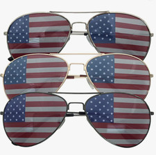 3 Pack Bulk USA America Glasses - American Flag Aviator Sunglasses