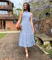 Brand New Ex Wallis Blue Lace Halter Neck Long Dress Sizes 8 10 12 14 16 18 20