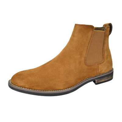 Men Suede Leather Chelsea Ankle Boots Slip On Casual Dress Shoes