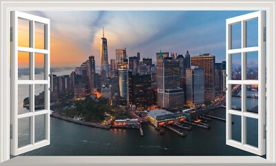 New York Manhattan großes magisches Fenster selbstklebender Wandaufkleber Druck Poster