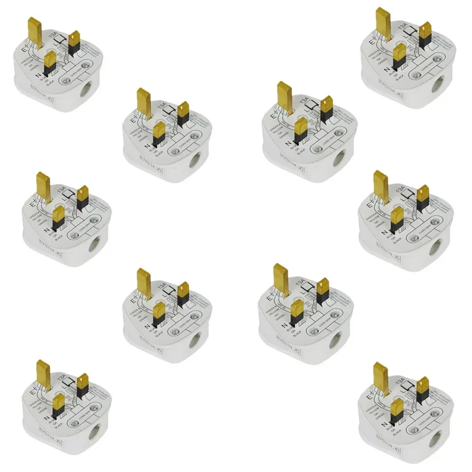 BULK 13 AMP UK 3 PIN FUSED WHITE MAINS PLASTIC PLUG 13A PACK SOCKET BULK BS1363 - Image 4 of 4