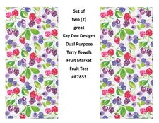 KAY DEE DESIGNS "Fruit Market Toss" R7853 Two Dual Purpose Terry Towels~16"x26″
