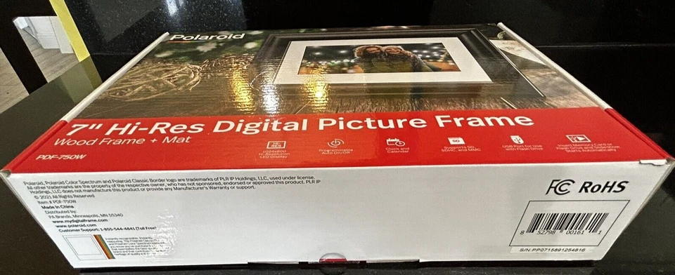 Polaroid 7” High-Res Digital Picture Frame PDF-750W Sealed Wood Frame & Mat - Image 2 of 4
