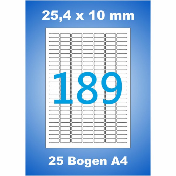 25 Blatt A4 Etiketten Weiß 25,4X10 Mm Preisschild 4725 Aufkleber-image